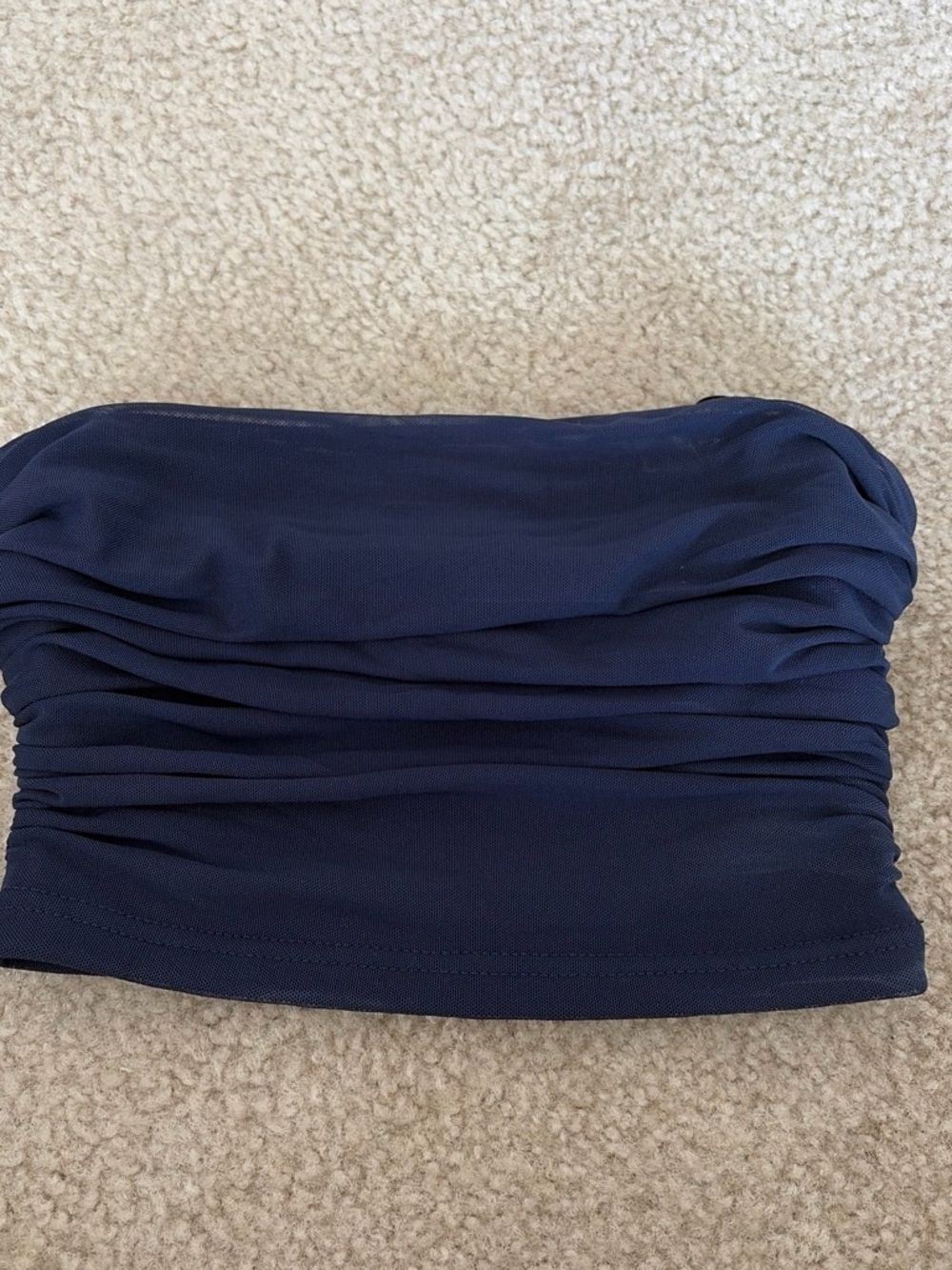 SHEIN Navy Blue Ruched Strapless Tube Top